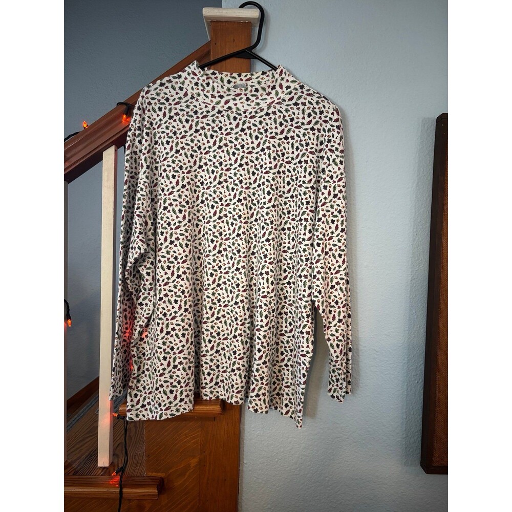 Bobbie brooks 26/28 VTG USA fall turtleneck shirt acorns leaves Thanksgiving